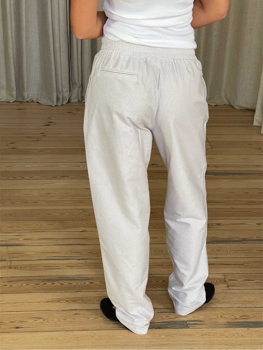 Djerf Avenue White & Beige Breezy Pants Tall XL
